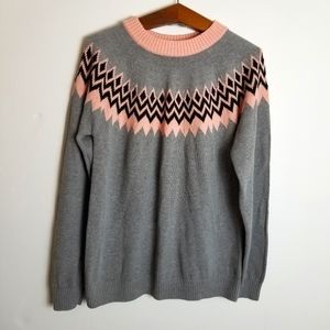 Cable Stitch Fair Isle Design Sweater NWT